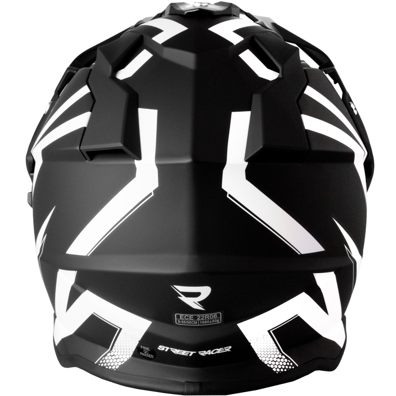 Casco de moto enduro Street Racer Ignite negro mate-blanco