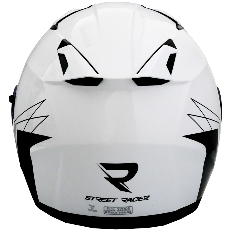 Casco de moto abierto Street Racer Sonic blanco brillante-negro