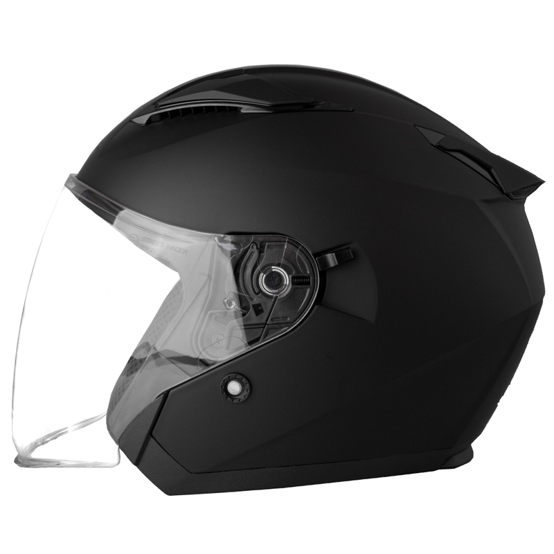 Casco de moto abierto Street Racer Sonic negro mate