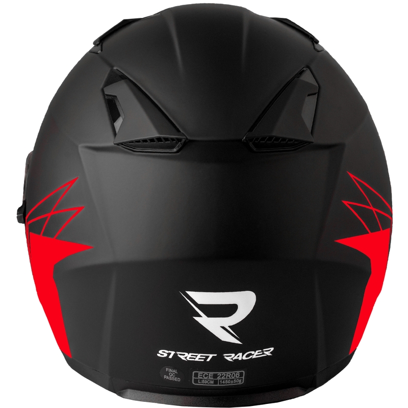 Casco de moto abierto Street Racer Sonic negro mate-rojo