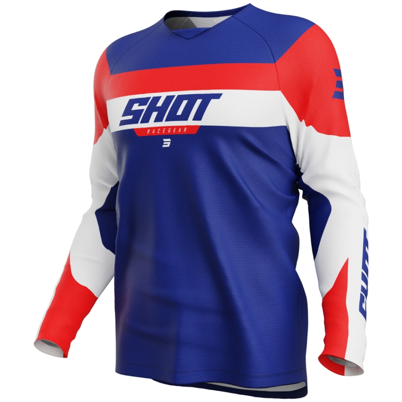 Camiseta motocross infantil Shot Draw League azul-rojo