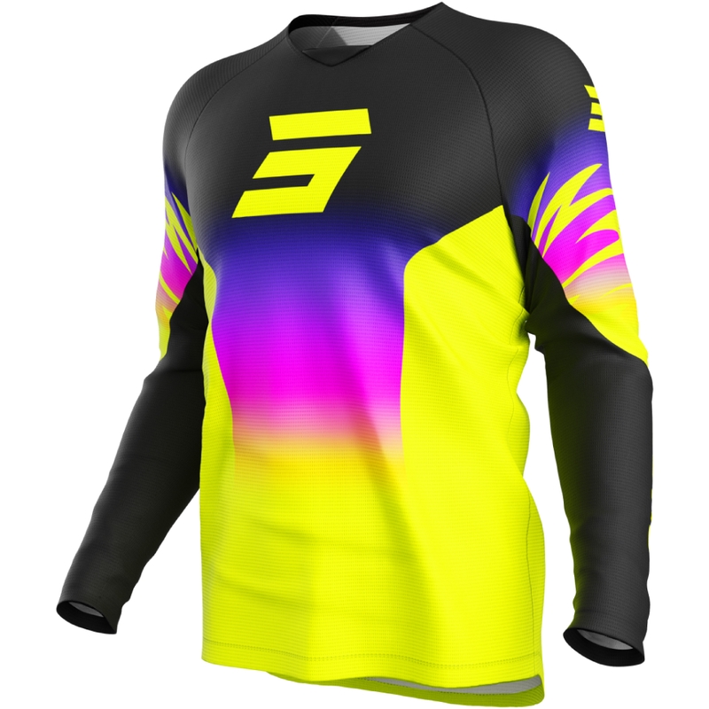 Camiseta motocross infantil Shot Draw X-Trem amarillo fluo