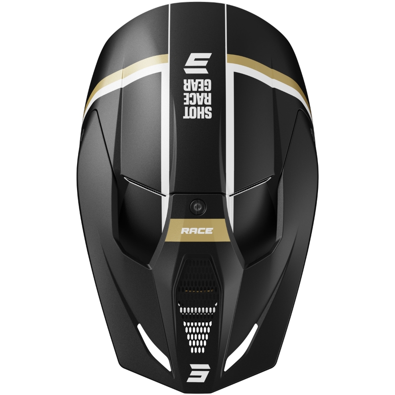 Casco de motocross Shot Race Mythic negro mate-oro