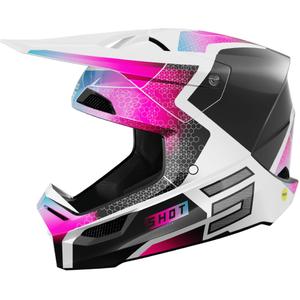 Casco de motocross Shot Race Phaser perla negro-azul-rosa