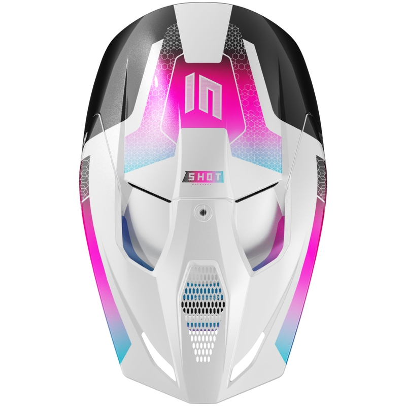Casco de motocross Shot Race Phaser perla negro-azul-rosa