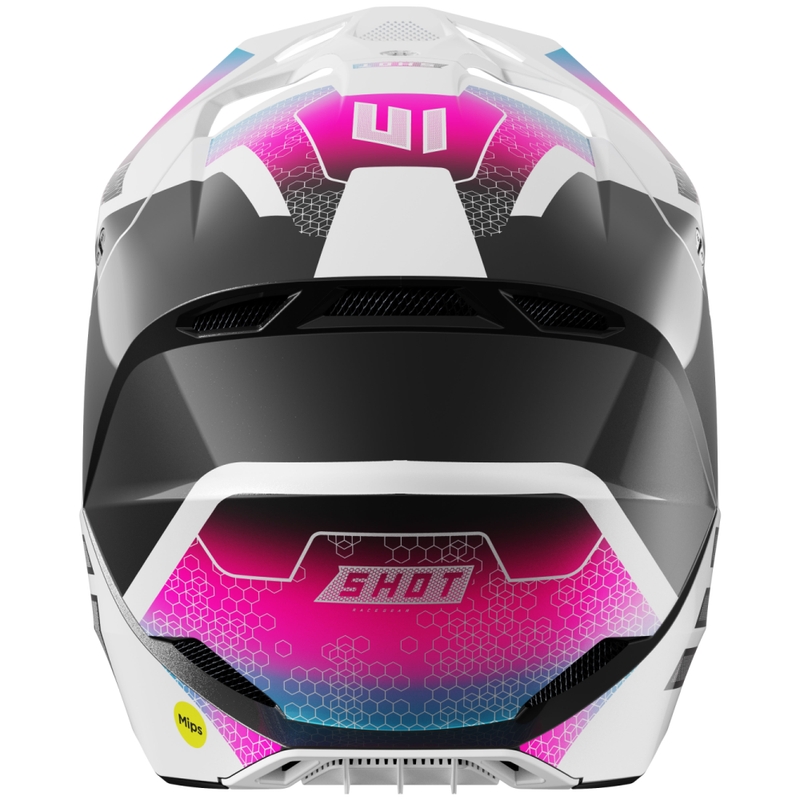 Casco de motocross Shot Race Phaser perla negro-azul-rosa
