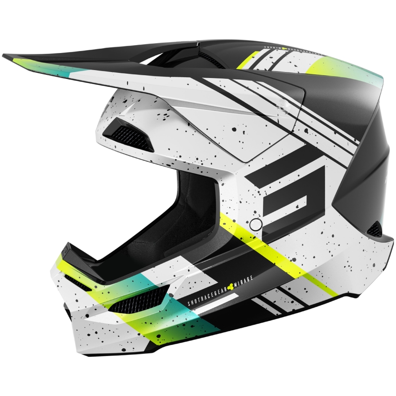 Casco de motocross Shot Furious Mirage azul-amarillo fluo