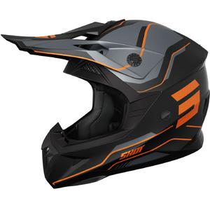 Casco de motocross Shot Pulse Lines negro mate-naranja