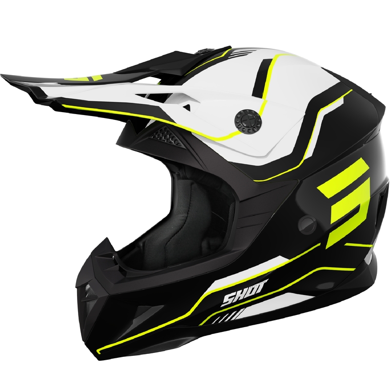 Casco motocross infantil Shot Pulse Lines negro-amarillo fluo