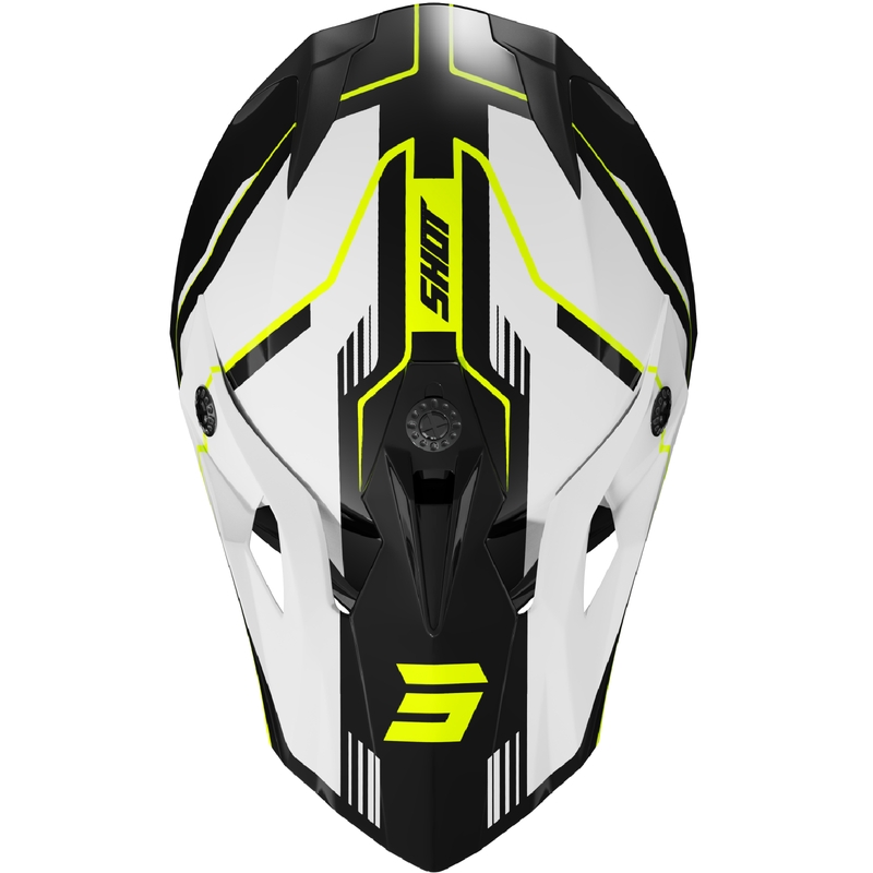 Casco motocross infantil Shot Pulse Lines negro-amarillo fluo