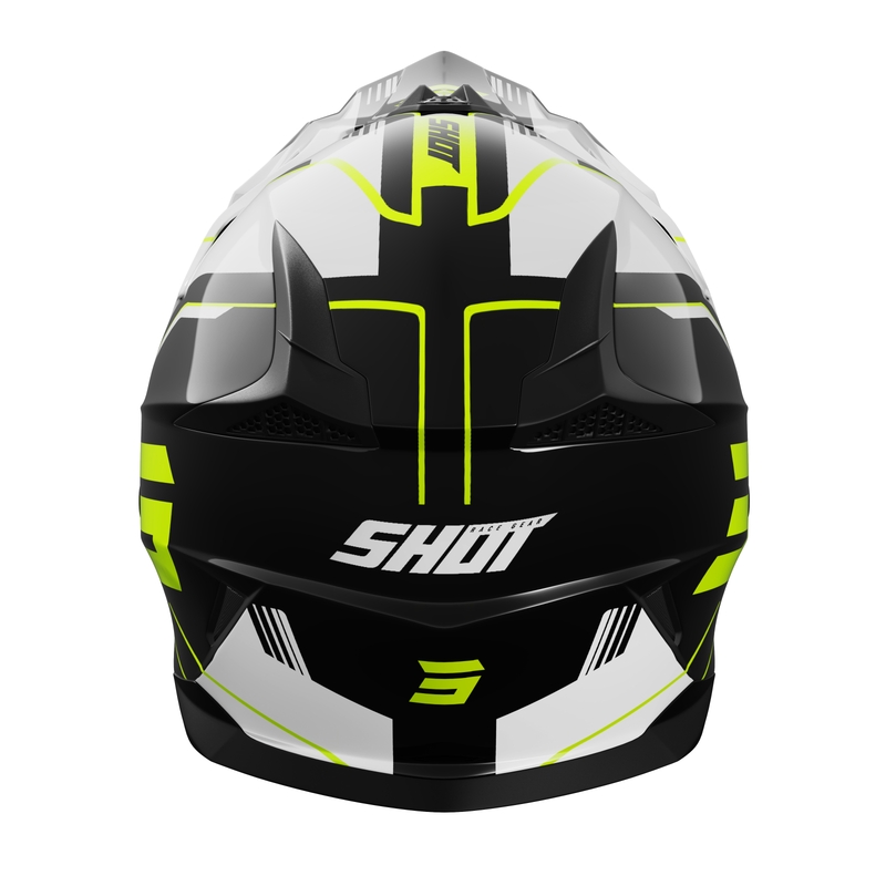 Casco motocross infantil Shot Pulse Lines negro-amarillo fluo