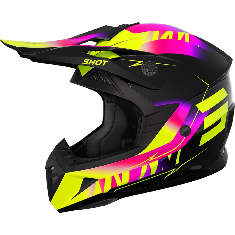 Casco motocross infantil Shot Pulse X-Trem rosa-amarillo fluo
