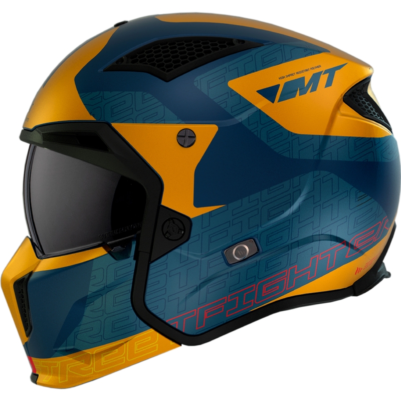 Casco abierto con máscara MT Streetfighter SV Totem C3 azul-amarillo