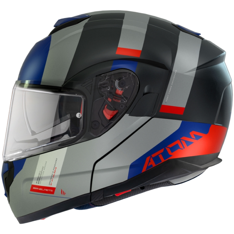Casco Moto Modular MT Atom SV Gorex C12 Negro-Gris-Azul-Rojo liquidación