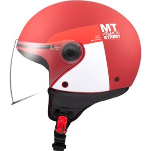 Casco de moto abierto MT STREET INBOARD C5 rojo y blanco mate