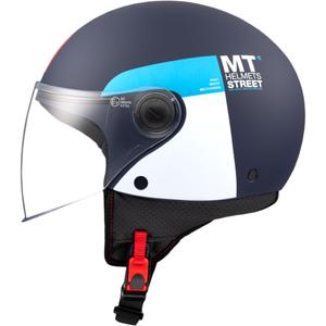 Casco de moto abierto MT STREET INBOARD C7 azul-blanco mate