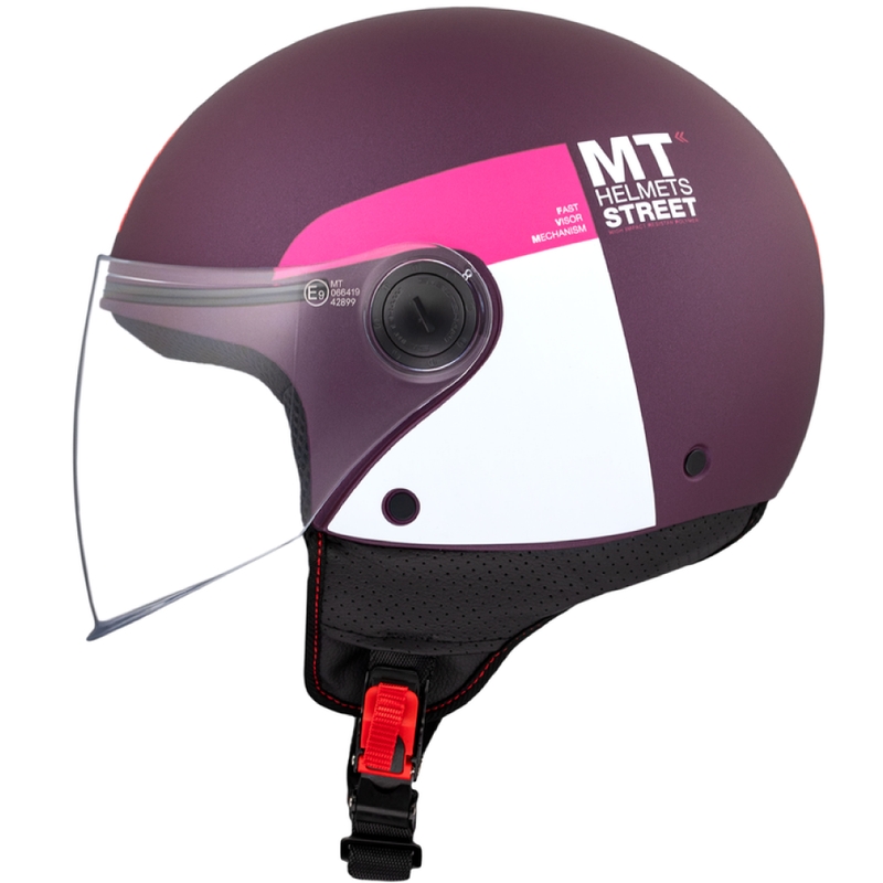 Casco de moto abierto MT STREET INBOARD C8 mate púrpura-rosa