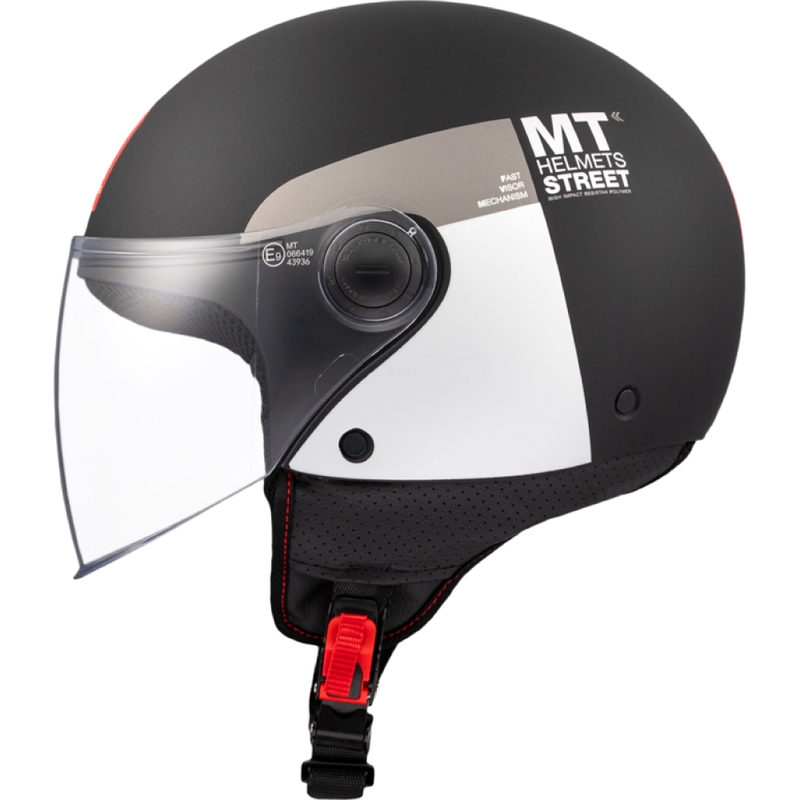 Casco de moto jet MT STREET INBOARD D2 negro mate-plata
