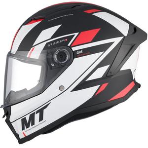 Casco integral de moto MT Stinger 2 Solid Zivze blanco-negro-rojo mate