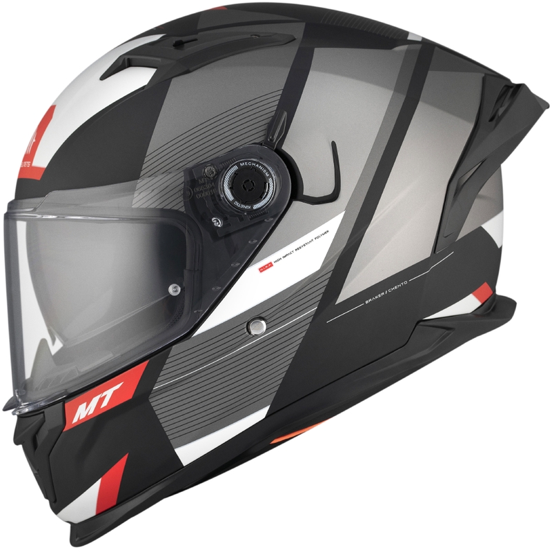 MT BRAKER CHENTO B0 casco integral de moto negro-gris-blanco