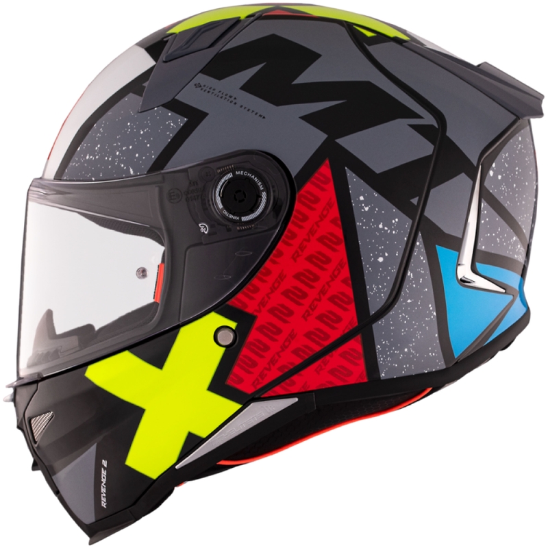 Casco integral de moto MT REVENGE 2 S Light CO negro-rojo-amarillo brillante