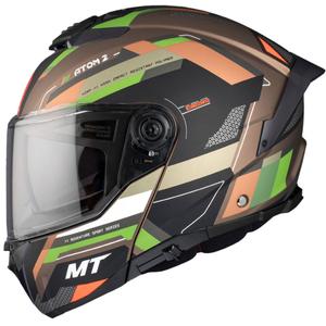 Casco de moto MT ATOM 2 SV BAST A6 marrón-negro-verde mate