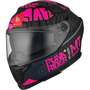MT BRAKER SV PUNK RIDER B8 casco integral de moto negro y rosa