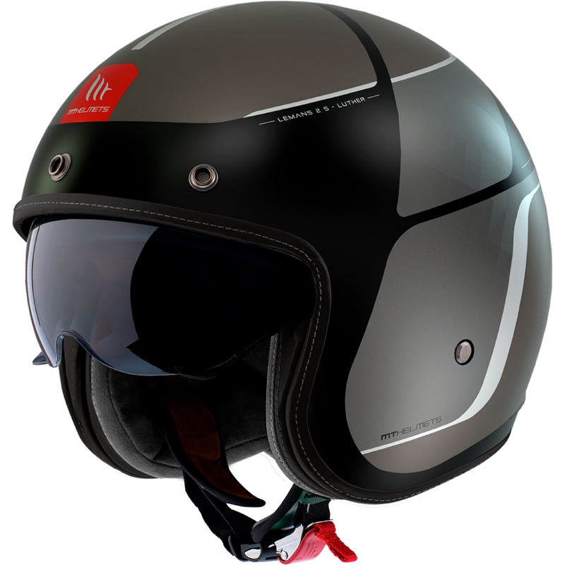Casco de moto abierto MT Le Mans 2 SV Luther negro mate-gris