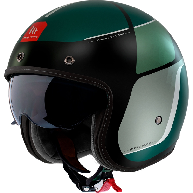 Casco de moto abierto MT Le Mans 2 SV Luther negro mate-gris-verde