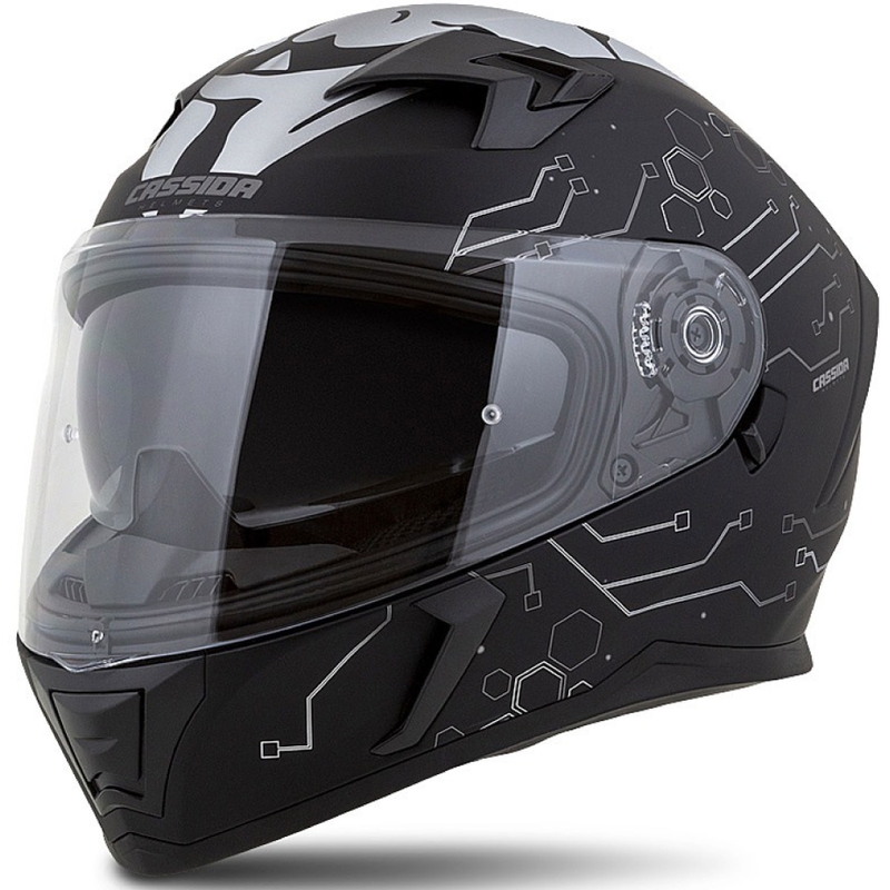 Casco de moto Cassida 3.0 Hack Vision Integral gris-plata-negro mate liquidación