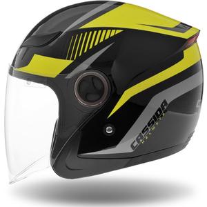 Casco de moto Cassida Reflex abierto negro-plata-amarillo fluo