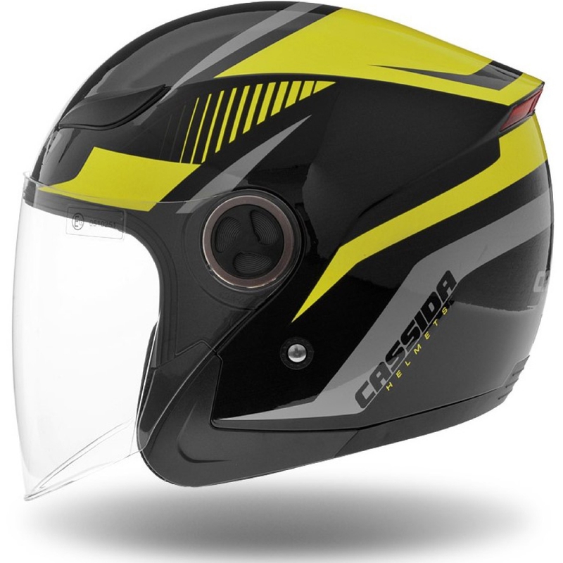 Casco de moto Cassida Reflex abierto negro-plata-amarillo fluo