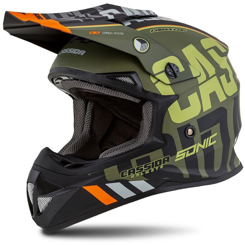 Casco de motocross Cassida Cross Cup Sonic naranja-verde mate