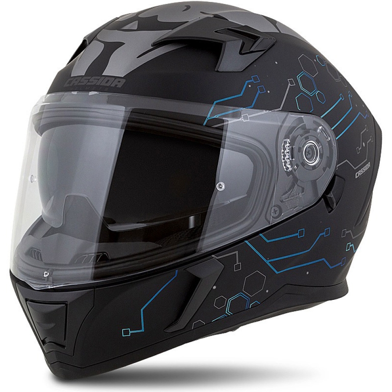 Cassida 3.0 Casco Integrado Moto Hack azul-negro mate