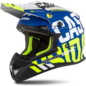 Casco de motocross Cassida Cross Cup Sonic fluo amarillo-azul mate