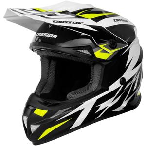 Casco Cassida Cross Cup Two Motocross negro-blanco-gris-amarillo fluo
