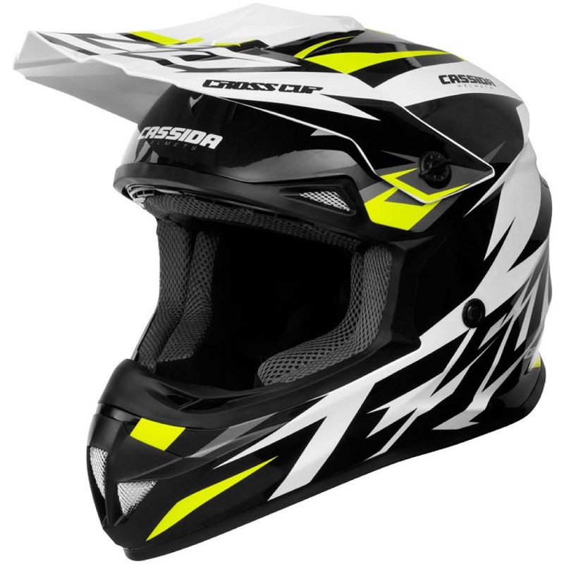 Casco Cassida Cross Cup Two Motocross negro-blanco-gris-amarillo fluo