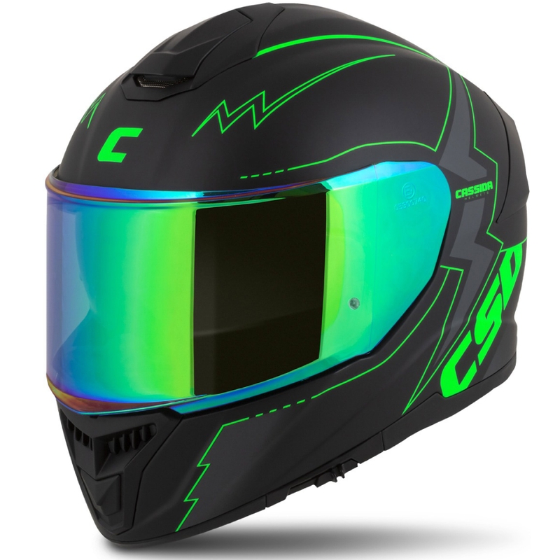 Casco integral de moto Cassida Integral GT 2.1 Flash negro-verde fluo-gris