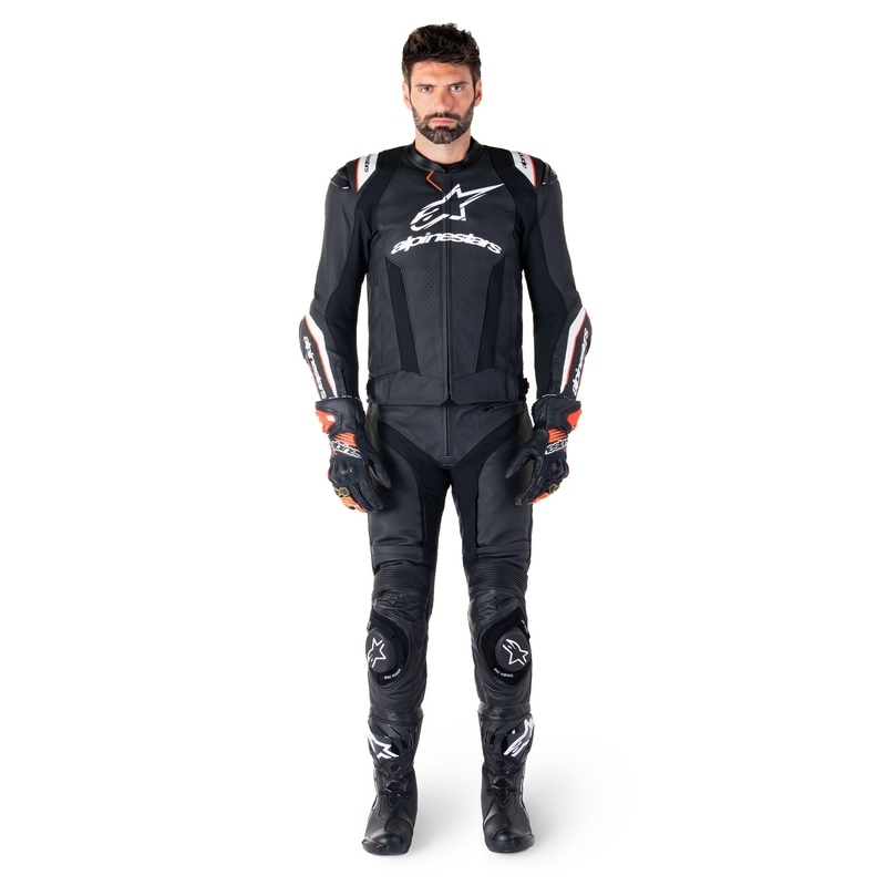 Chaqueta de moto de cuero Alpinestars Missile 3 Ignition negro-blanco