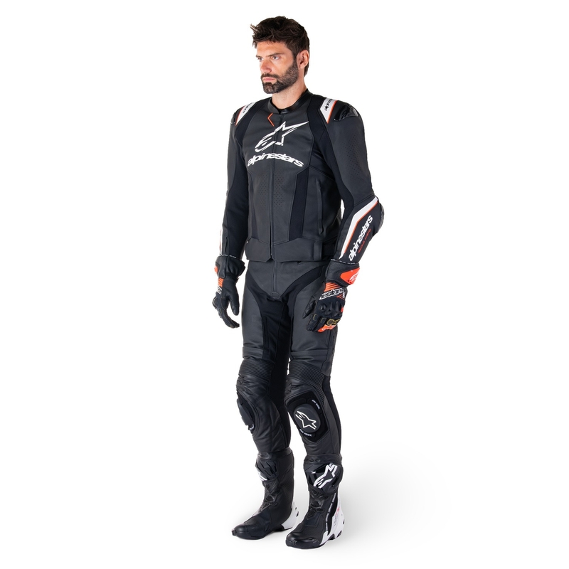 Chaqueta de moto de cuero Alpinestars Missile 3 Ignition negro-blanco
