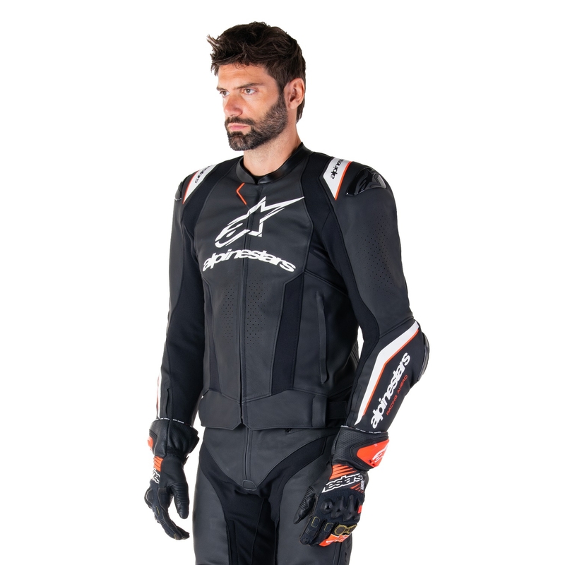 Chaqueta de moto de cuero Alpinestars Missile 3 Ignition negro-blanco