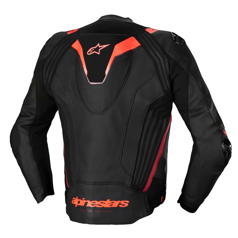 Chaqueta de moto de cuero Alpinestars Missile 3 Ignition negro-rojo fluo-rojo oscuro