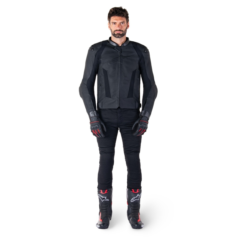 Chaqueta de moto de cuero Alpinestars Missile 3 negro-negro