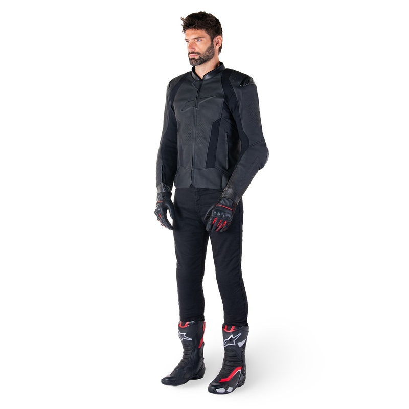 Chaqueta de moto de cuero Alpinestars Missile 3 negro-negro