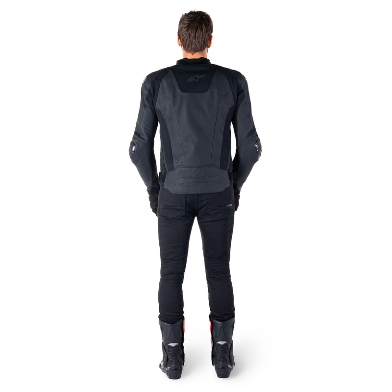 Chaqueta de moto de cuero Alpinestars Missile 3 negro-negro