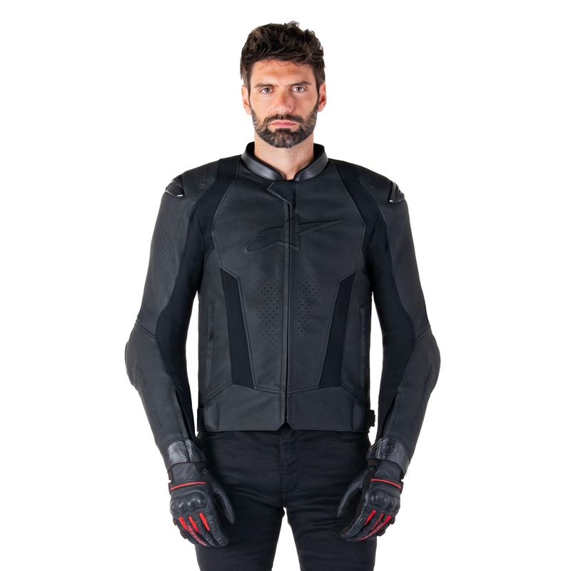 Chaqueta de moto de cuero Alpinestars Missile 3 negro-negro