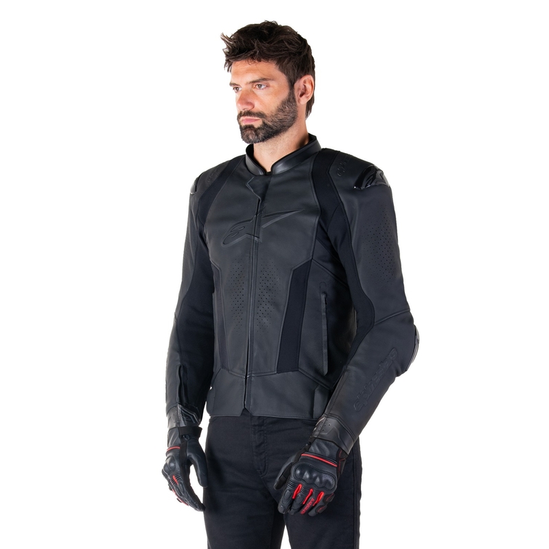 Chaqueta de moto de cuero Alpinestars Missile 3 negro-negro
