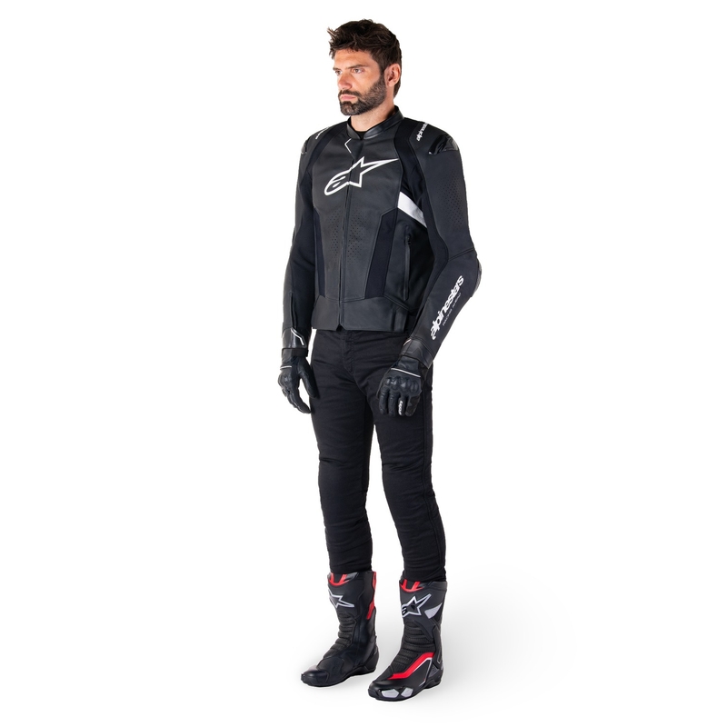 Chaqueta de moto de cuero Alpinestars Missile 3 negro-blanco