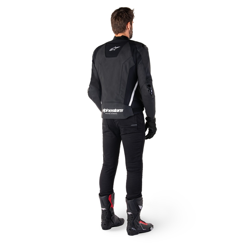 Chaqueta de moto de cuero Alpinestars Missile 3 negro-blanco