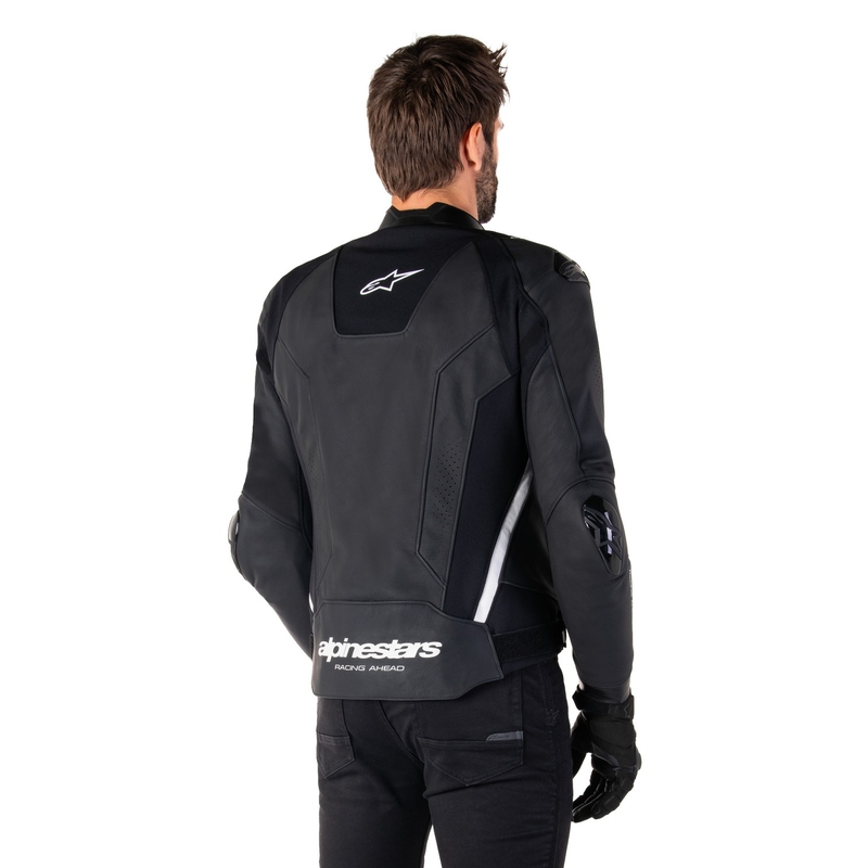 Chaqueta de moto de cuero Alpinestars Missile 3 negro-blanco